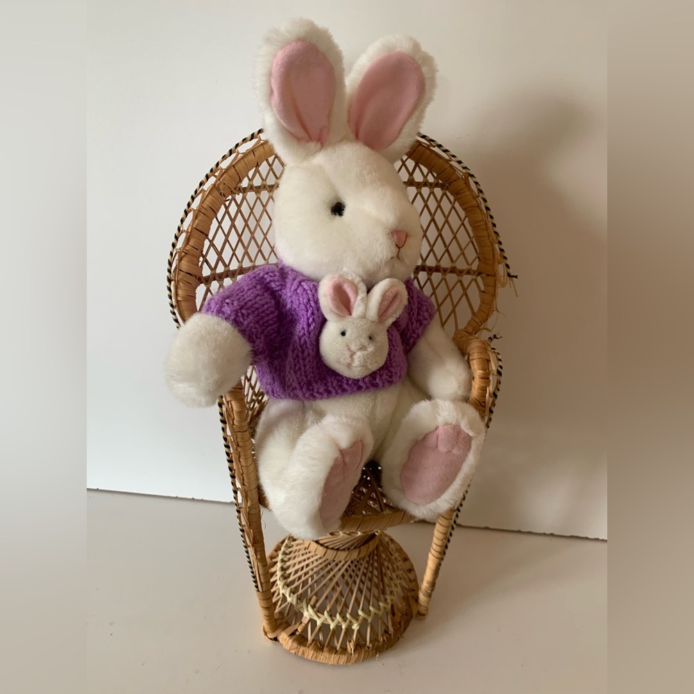Plush Bunny Toy with Purple Sweater and Bunny Accent 11”